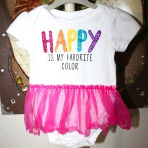 ⭐️CLEARANCE SALE⭐️Magic "Happy" NB Onesie with a layer of mesh tutu Size: 3 mo